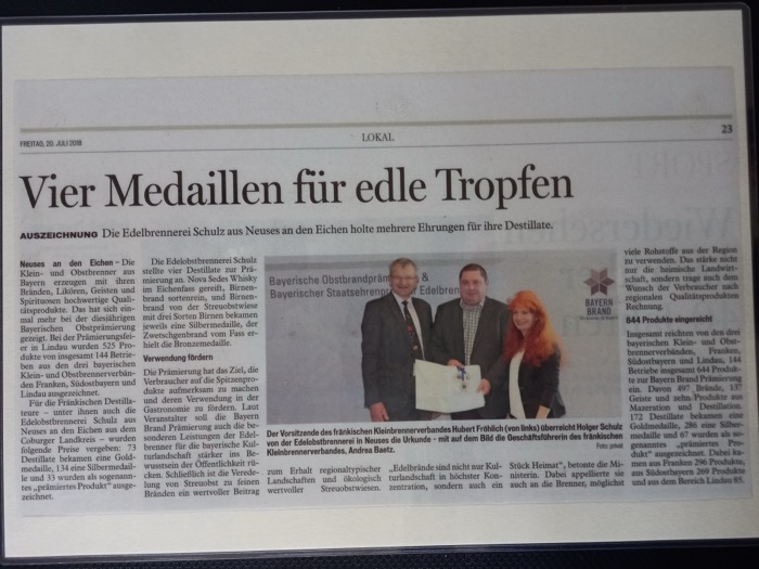Zeitungsausschnitt: Tageszeitung, Landkreis Coburg, 20. Juli 2018