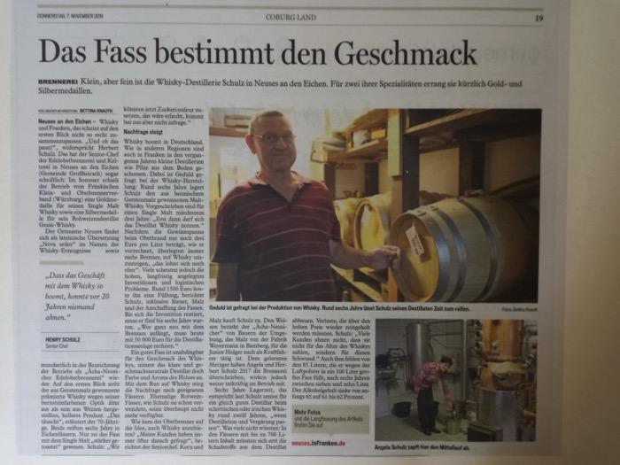 Zeitungsausschnitt: Coburger Tageblatt, 7. November 2019
